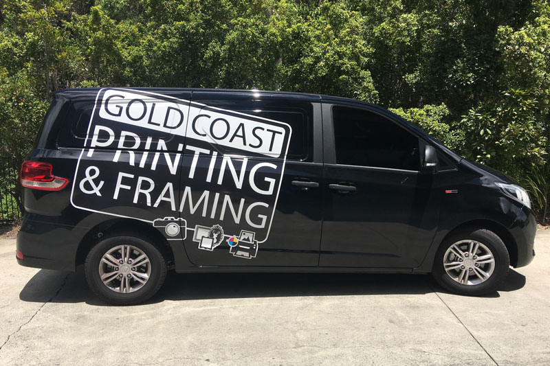 Black delivery van — Gold Coast Printing & Framing in Mudgeeraba, QLD