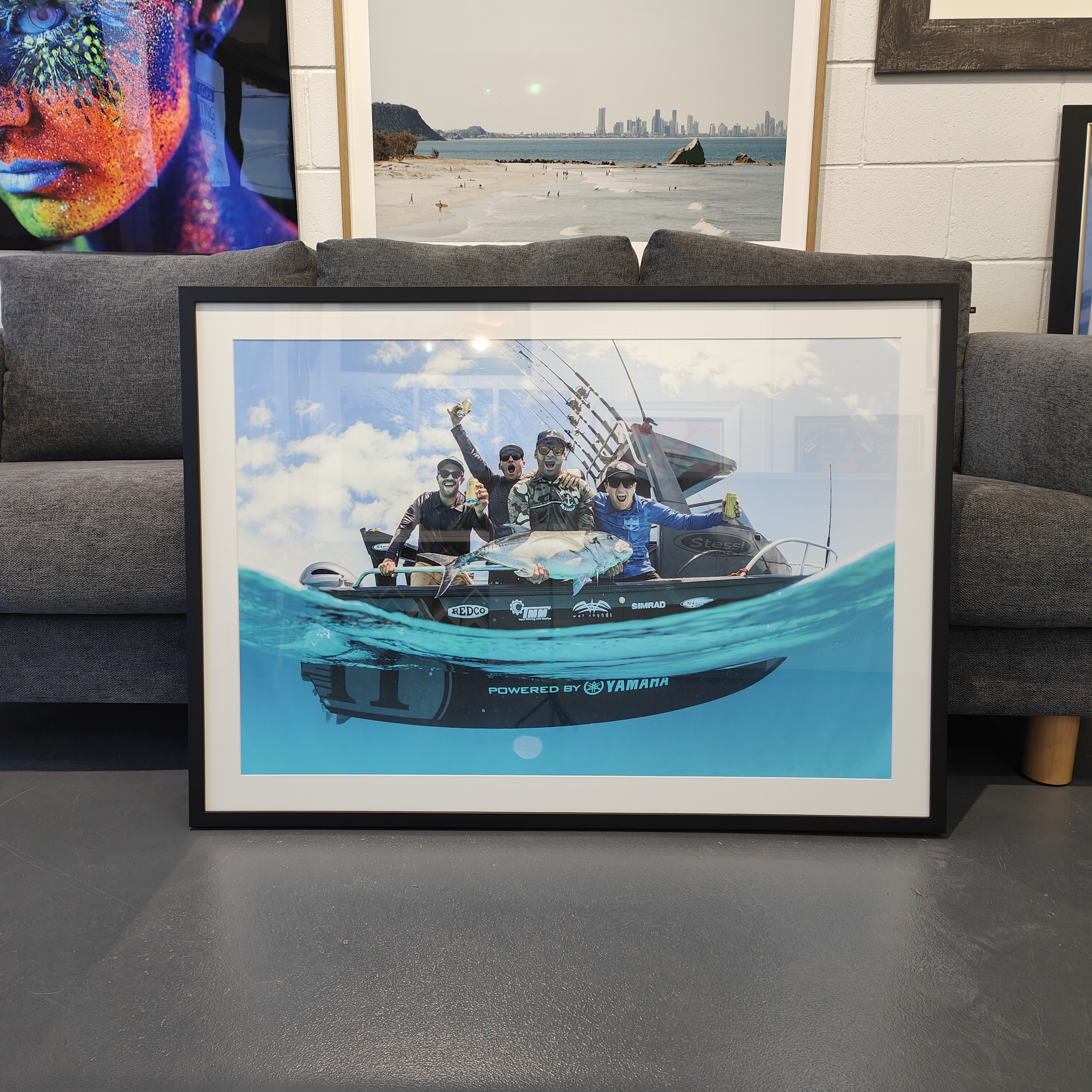 printed and framed fishing photo