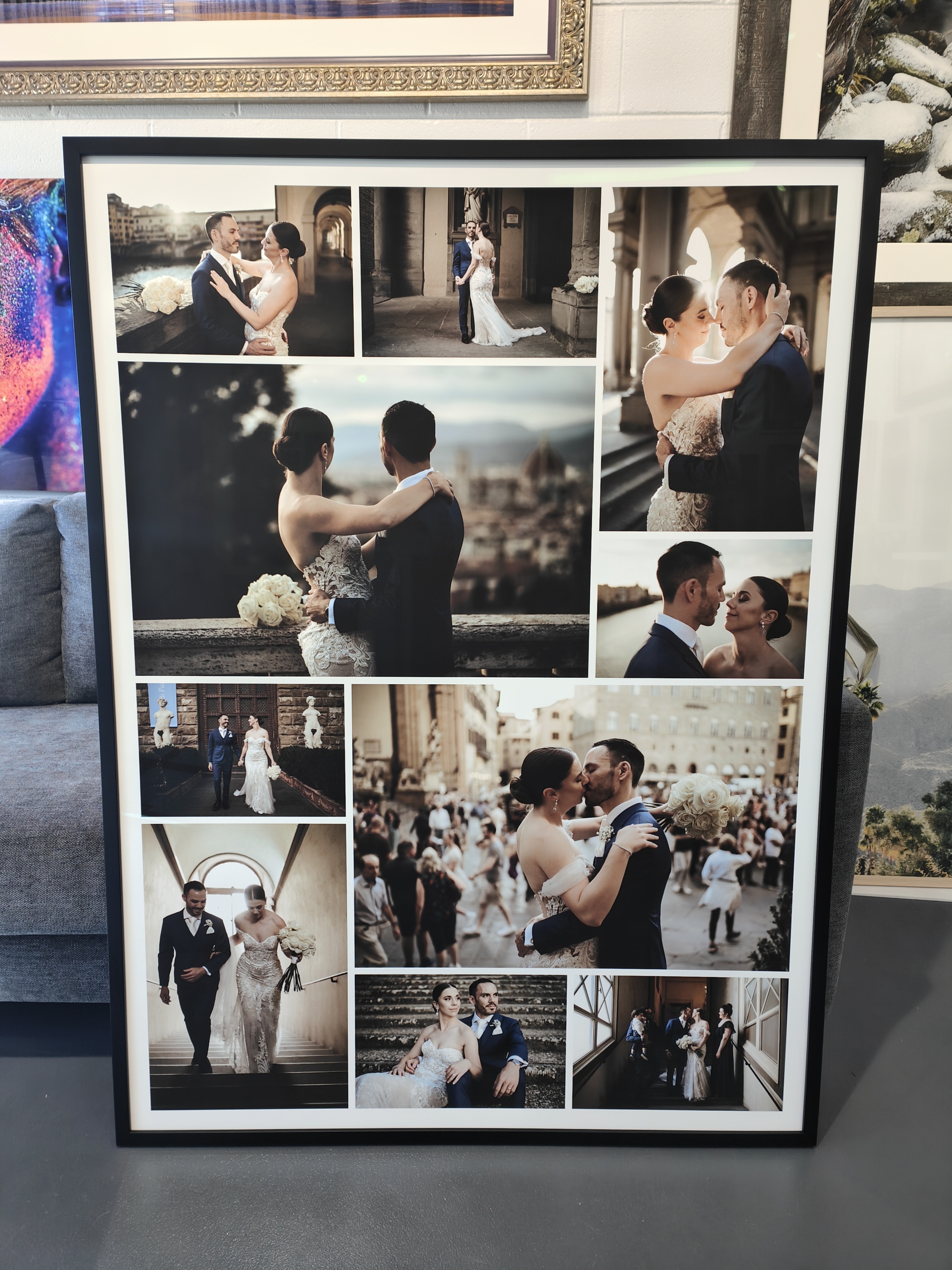 printed and framed wedding collage