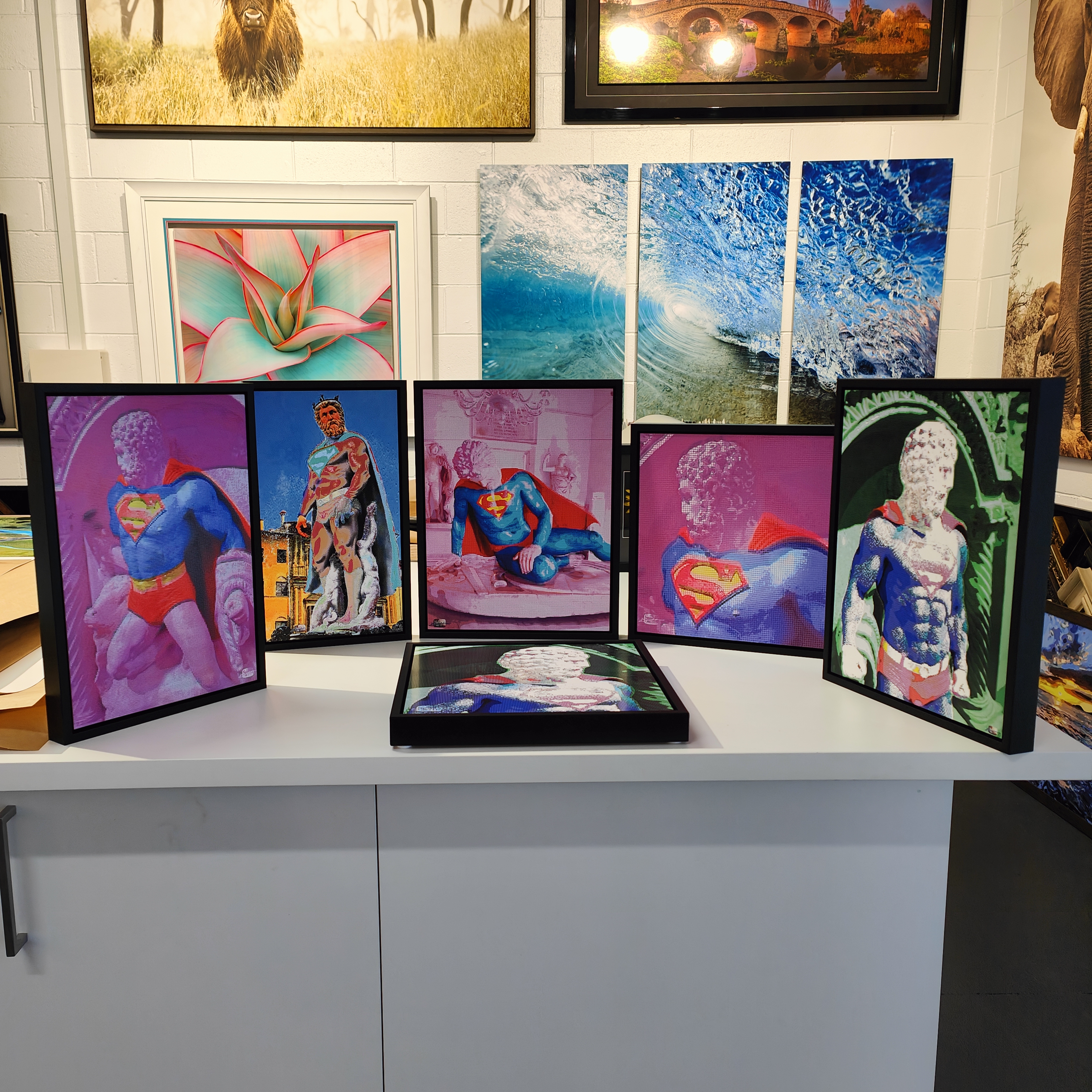 metal prints lined up