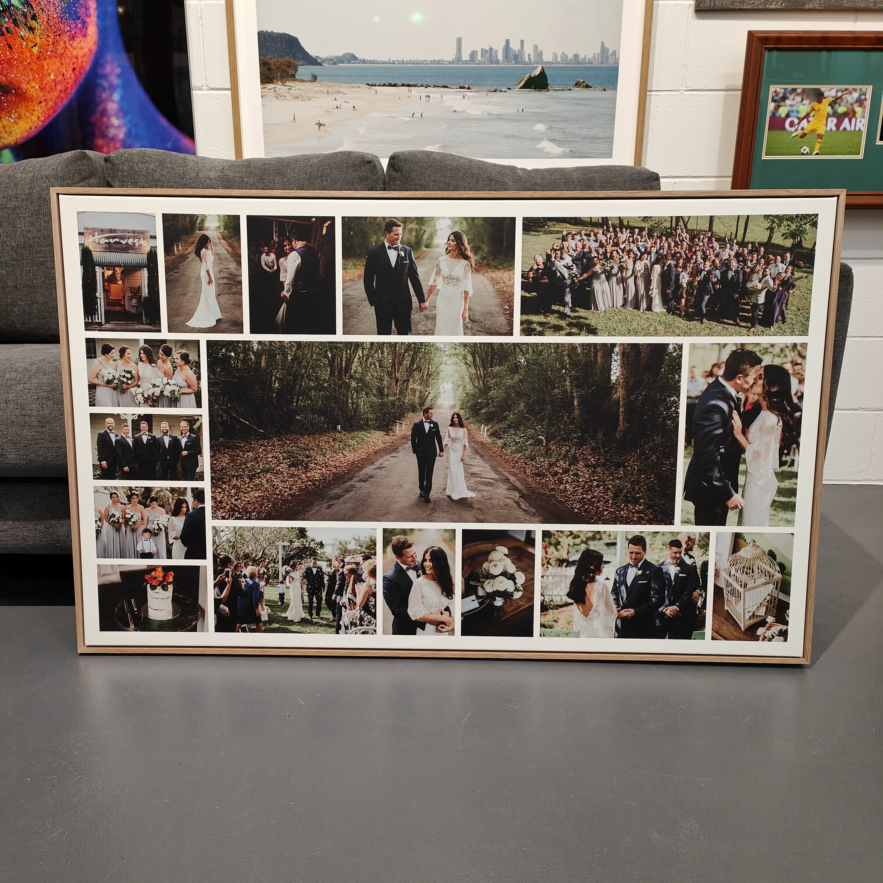 collage of wedding on canvas print technique
