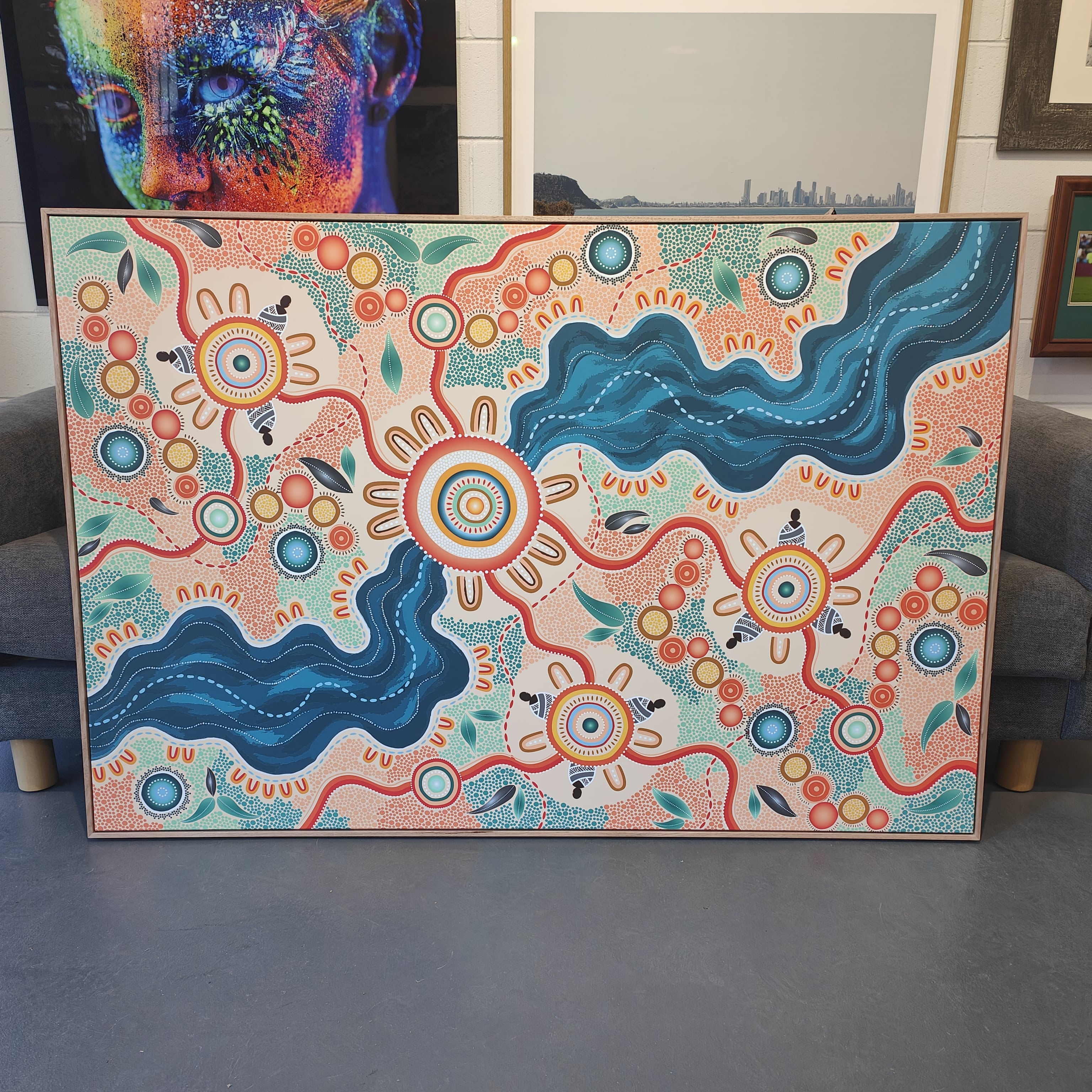 Canvas Print of Indigenous Artwork in frame